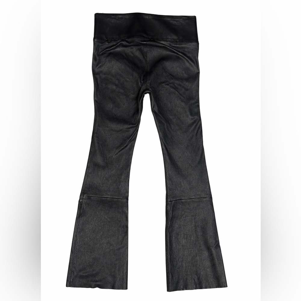 SPRWMN Black Lamb Leather Crop Flare Pants High Rise Size [S] - Picture 6 of 11